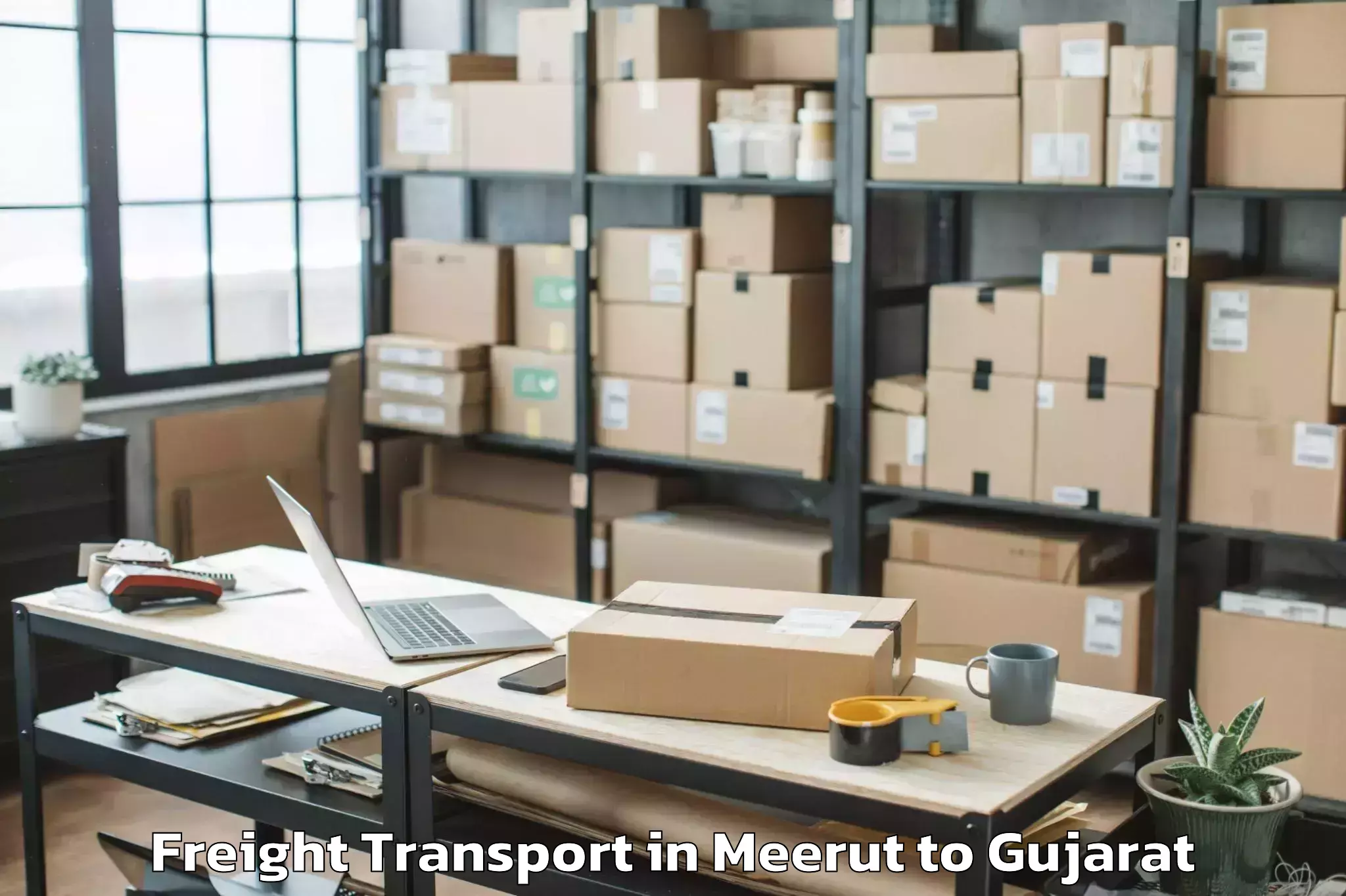 Quality Meerut to Keshod Airport Ixk Freight Transport